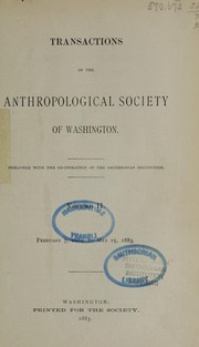 Cover of: Transactions of the Anthropological Society of Washington