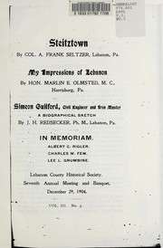 Cover of: Seventh annual meeting and banquet by Lebanon County Historical Society (Lebanon County, Pa.)