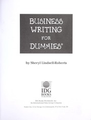 Cover of: Business writing for dummies by Sheryl Lindsell-Roberts