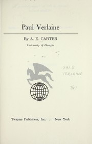 Cover of: Paul Verlaine by A. E. Carter