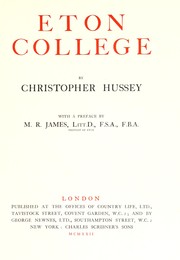 Cover of: Eton college by Christopher Hussey, Christopher Hussey