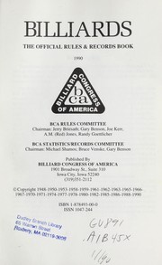 Cover of: Official Rule Book for All Pocket and Carom Billiard Games, 1990 (Billiards: the Official Rules and Records Book) by 