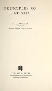 Cover of: Principles of statistics by M. G. Bulmer