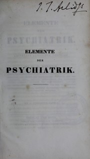 Elemente der Psychiatrik by D. G. Kieser