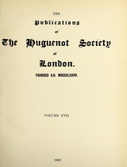 Cover of: Register of baptisms of the French Protestant refugees settled at Thorney, Cambridgeshire, 1654-1727 by Huguenot Society of London