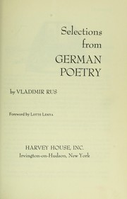 Cover of: Selections from German poetry