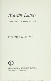 Cover of: Martin Luther, leader of the Reformation