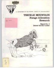 Cover of: Progress report : Trickle Mountain research study  [report no. 2]