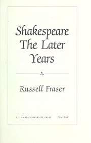 Cover of: Shakespeare by Russell Fraser