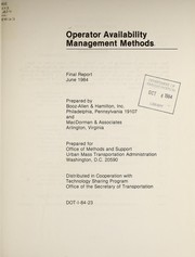 Cover of: Operator availability management methods