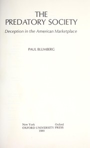Cover of: The predatory society | Paul Blumberg