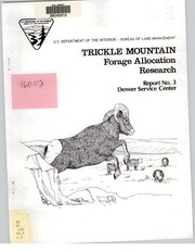 Cover of: Progress report : Trickle Mountain research study [report no. 3]