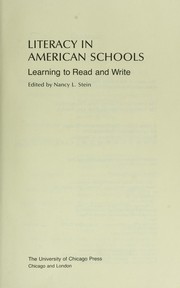 Cover of: Literacy in American schools: learning to read and write