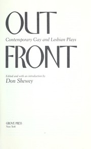 Cover of: Out front : contemporary gay and lesbian plays
