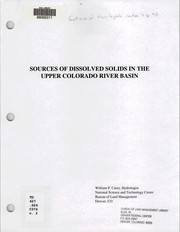 Cover of: Sources of dissolved solids in the Upper Colorado River Basin