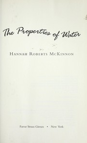 Cover of: The properties of water