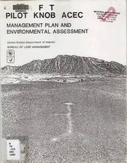 Cover of: Pilot Knob Area of Critical Environmental Concern (ACEC) Management Plan by United States. Bureau of Land Management. California Desert District