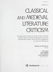 Cover of: Classical and Medieval Literature Criticism by Jelena O. Krstovic