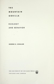 Cover of: The mountain gorilla : ecology and behavior by 