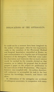 Cover of: Anatomico-chirurgical observations on dislocations of the astragalus by Thomas Turner, Thomas Turner