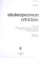 Cover of: SC Volume 81 Shakespearean Criticism (Shakespearean Criticism (Gale Res)) by 