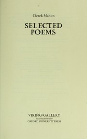 Cover of: Selected poems by Derek Mahon
