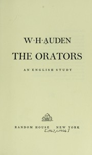 Cover of: The orators: an English study