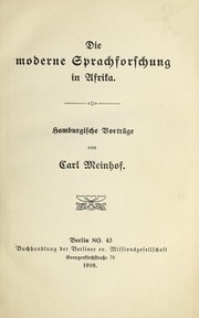 Cover of: Die moderne Sprachforschung in Afrika: Hamburgische Vortra ge