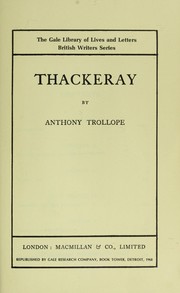 Cover of: Thackeray. by Anthony Trollope