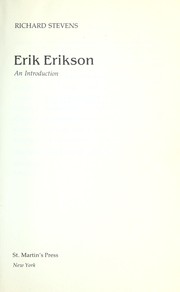 Cover of: Erik Erikson, an introduction