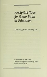 Cover of: Analytical tools for sector work in education