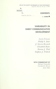 Cover of: Variability in Early Communicative Development (Monographs of the Society for Research in Child Development)