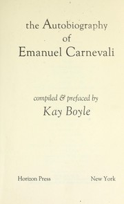 Cover of: The autobiography of Emanuel Carnevali.