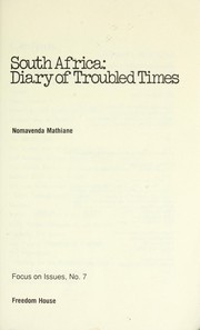 Cover of: South Africa : diary of troubled times by 