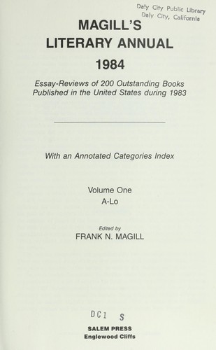 Magills Literary Annual Essayreviews Of Outstanding Cover Of Magills Literary Annual Essayreviews Of Outstanding Books Published Essay English Example also Business Plan Writers Uk I Need Help With Business Plan