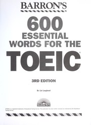 Cover of: 600 essential words for the TOEIC test: with listening comprehension compact discs