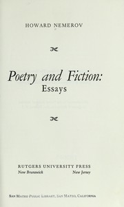 Cover of: Poetry and fiction: essays by 