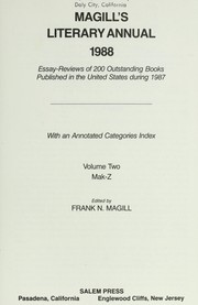 Cover of: Magill's Literary Annual, 1988: Essay-Reviews of 200 Outstanding Books Published in the United States During 1987 (Magill's Literary Annual)