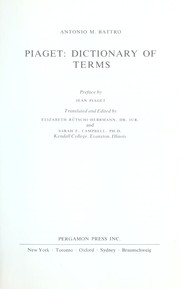 Cover of: Piaget: dictionary of terms