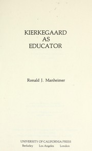 Cover of: Kierkegaard as educator