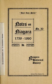 Cover of: Notes on Niagara, 1759-1860 ...