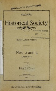 Cover of: Niagara Historical Society nos. 2 and 4, reprint
