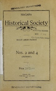 Niagara Historical Society nos. 2 and 4, reprint by Niagara Historical Society