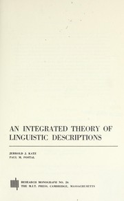 Cover of: An integrated theory of linguistic descriptions