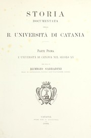 Cover of: Storia documentata della R. Universitáa di Catania by Remigio Sabbadini