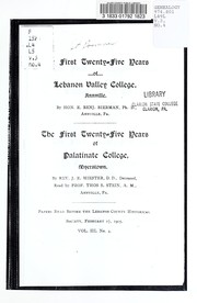 The first twenty-five years of Lebanon Valley College, Annville by Elijah Benjamin Bierman