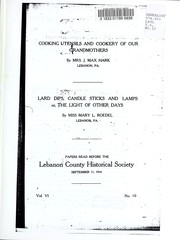 Cover of: Cooking utensils and cookery of our grandmothers
