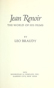 Cover of: Jean Renoir by Leo Braudy