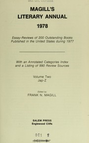 Cover of: Magill's Literary Annual, 1978: Essay Reviews of 200 Outstanding Books Published in the United States During 1977