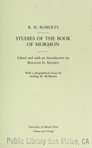 Cover of: Studies of the Book of Mormon by B. H. Roberts